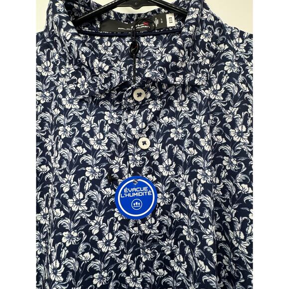 Ralph Lauren RLX Golf Performance UV Protection Floral Print Polo Navy Large - Picture 6 of 9